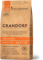 Сухой низкозерновой корм GRANDORF для собак Юниоров всех пород ягненок с рисом 3 кг