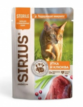 Корм д/кошек кусочки в соусе Утка с клюквой пауч 85г SIRIUS Корм д/кошек кусочки в соусе Утка с клюквой пауч 85г SIRIUS