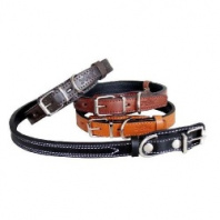 Ошейник кожаный двойной,серия "премиум-классик" 20мм, 28-37см, Зооник, коричневый