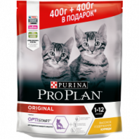 Сухой корм Pro Plan® для котят, с высоким содержанием курицы, Пакет, 400 г + 400 г в подарок Сухой корм Pro Plan® для котят, с высоким содержанием курицы, Пакет, 400 г + 400 г в подарок