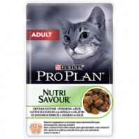 Влажный корм Pro Plan® Nutri Savour® для взрослых кошек, кусочки с ягненком, в желе, Пауч, 85 г 
