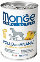 Monge Dog Monoprotein Fruits консервы для собак паштет из курицы с ананасом 400г