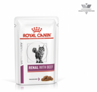 Корм для взрослых кошек с говядиной для поддержания функции почек Royal Canin Renal Feline, диетический, соус, 0,085кг 