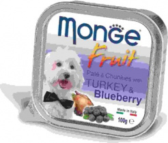 Monge Dog Fruit консервы для собак индейка с черникой 100г