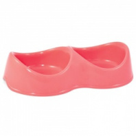 Миска двойная пластик Бисквит коралловая 0,15л 