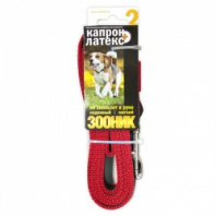 Зооник Поводок капроновый с двойной латексной нитью, 2 м х 20 мм красный 