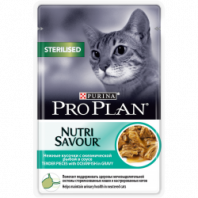 Влажный корм Pro Plan® Nutri Savour® для взрослых стерилизованных кошек и кастрированных котов, с океанической рыбой в соусе, Пауч, 85 г 
